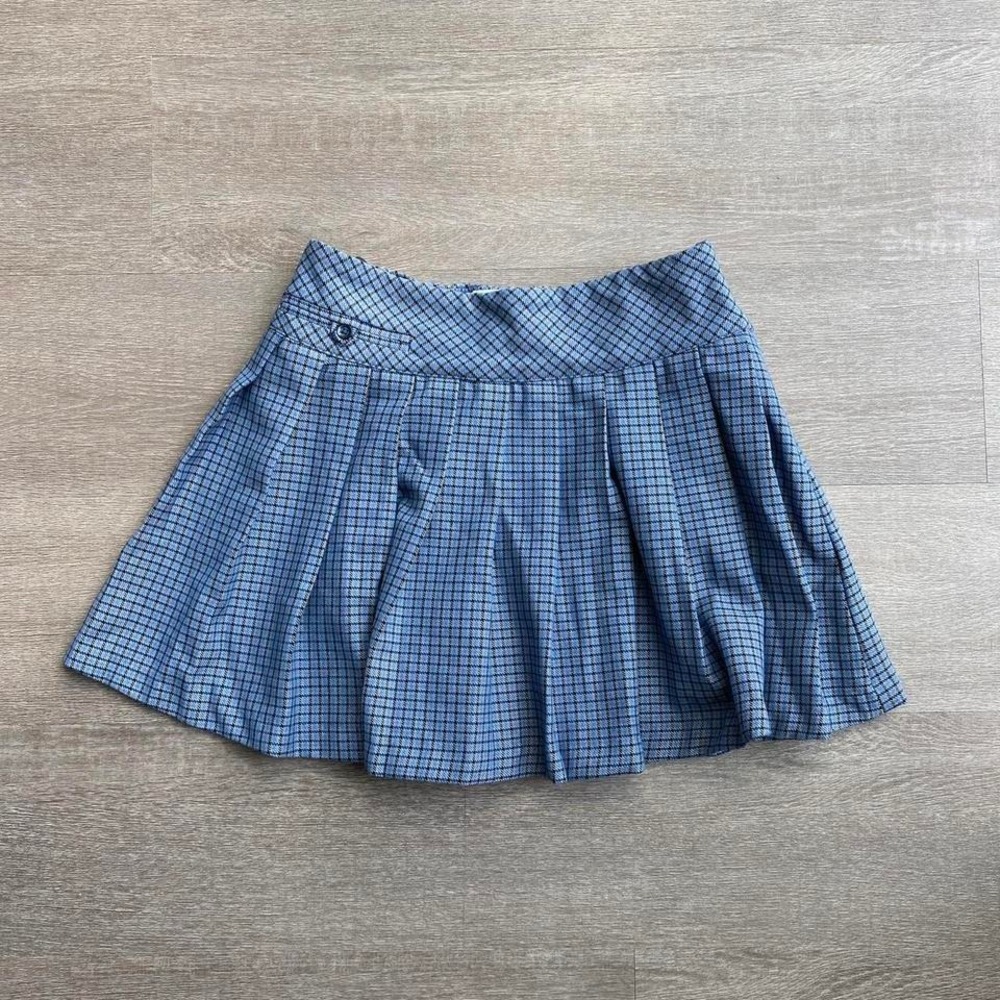 Zara Blue Pleated Plaid Skirt Girls Sz 11-12 Coquette 1307